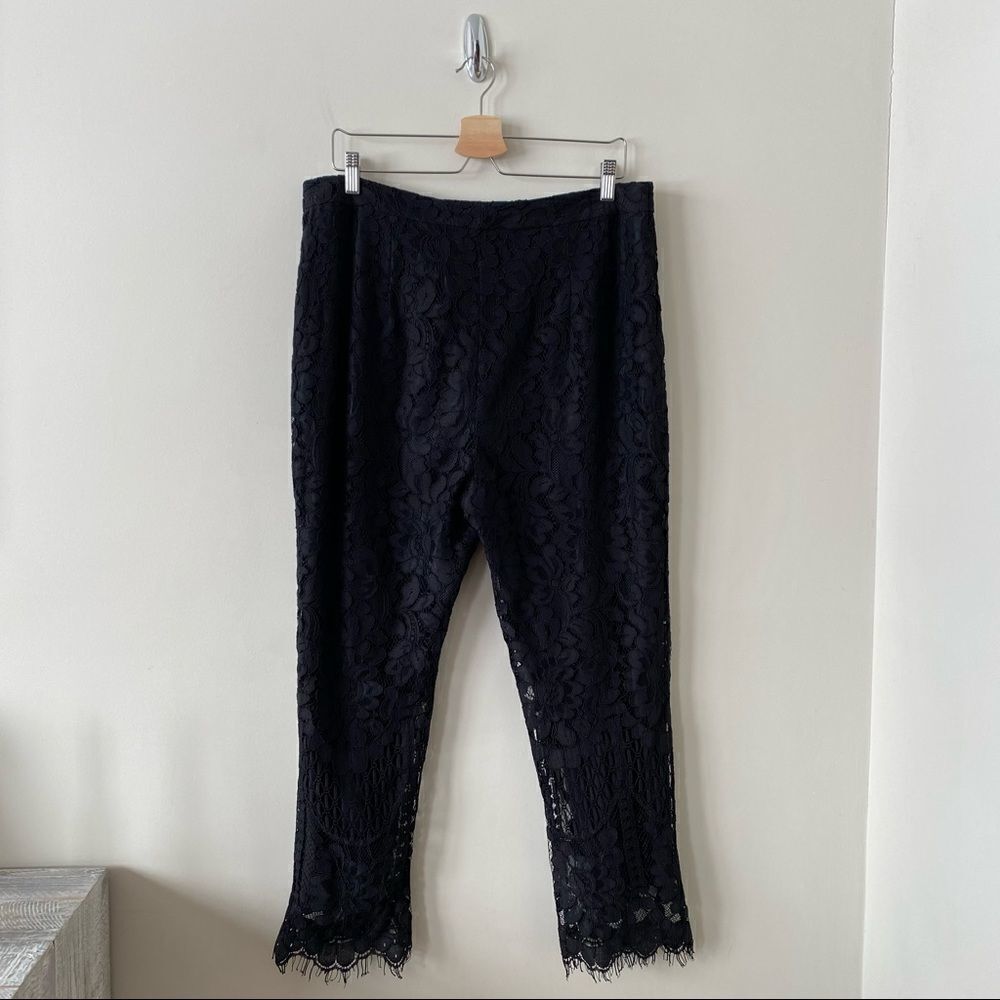 WAYF-BLACK Rennes Lace High Rise Cropped Pants (Size:XL) - Picture 3 of 13